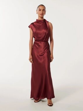 EVER NEW BURNT ORANGE SATIN MAXI DRESS 8